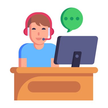 Müşteri hizmetleri çizgi filmi, vektör illüstrasyonu