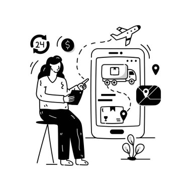 Lojistik Uygulama karikatürü, vektör illüstrasyonu