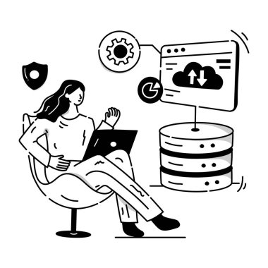 Büyük Depo karikatürü, vektör illüstrasyonu