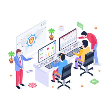 Yönetici Hizmetleri karikatürü, vektör illüstrasyonu