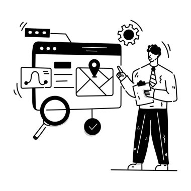 Yerel SEO karikatürü, vektör çizimi