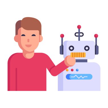 Robot Operatör karikatürü, vektör çizimi