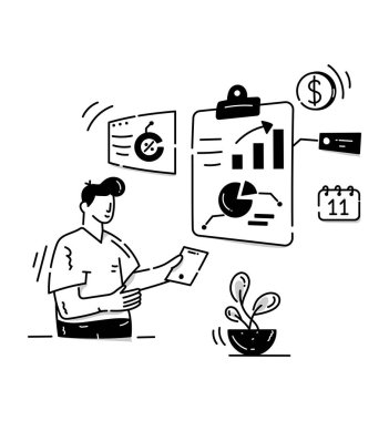 Gelir Vergisi karikatürü, vektör illüstrasyonu