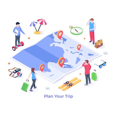 Trip çizgi filminizi, vektör illüstrasyonunuzu planlayın