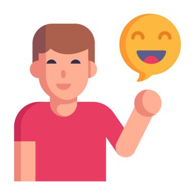 Pozitif ruh hali karikatürü, vektör illüstrasyonu