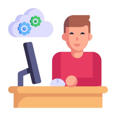 Bulut Yöneticisi karikatürü, vektör illüstrasyonu