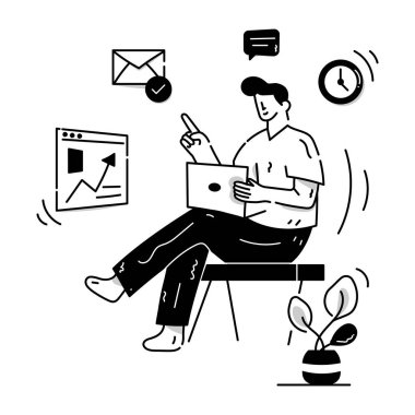 Workplace cartoon, vector illustration