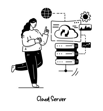 Simge tasarımı ile bulut hesaplama kavramı, vektör illüstrasyonu 10 eps grafik.