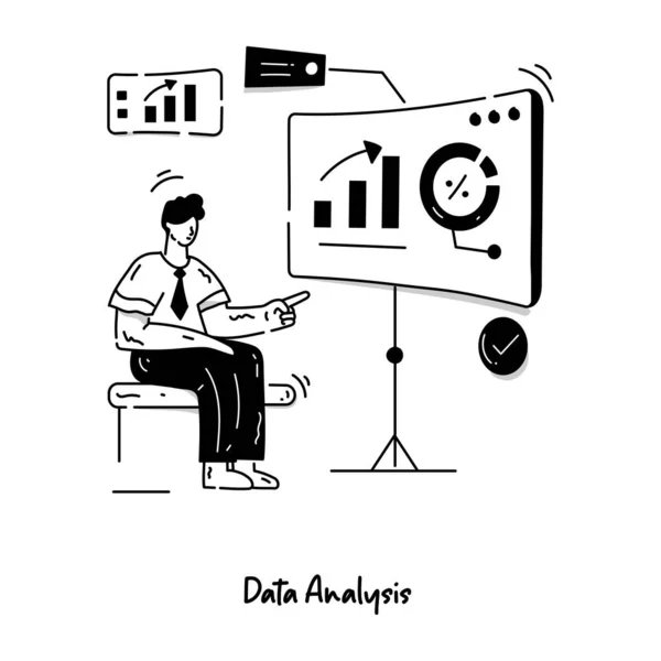 Datenanalyse Karikatur Vektorillustration — Stockvektor