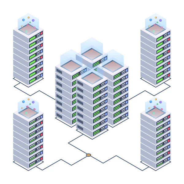 Data Server Room Cartoon Vector Illustration — 图库矢量图片