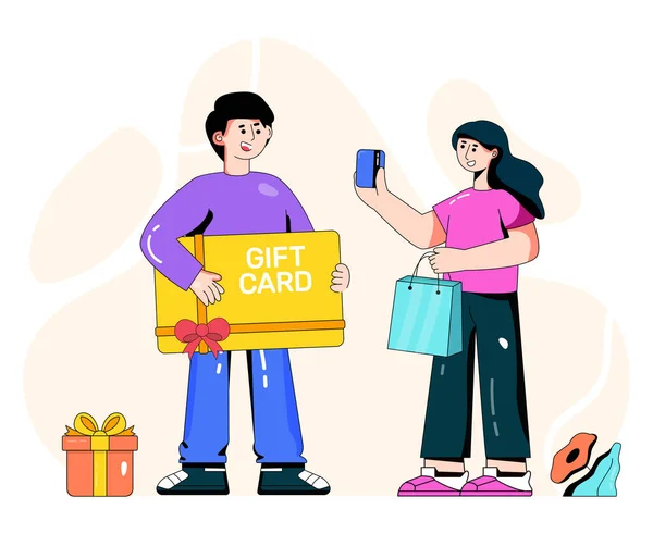 Gift Card Cartoon Vektorillustration — Stockvektor