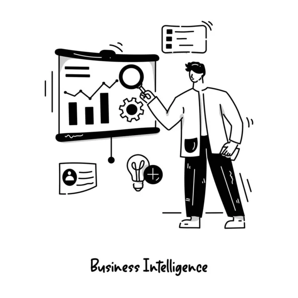 Caricature Business Intelligence Illustration Vectorielle — Image vectorielle