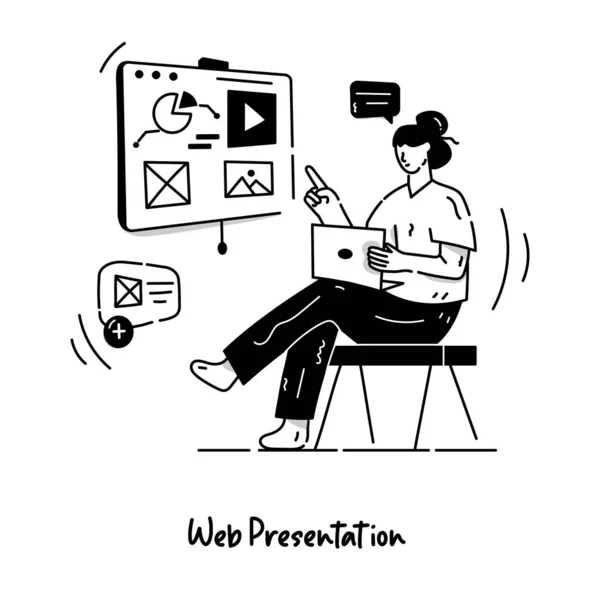 Web Präsentation Karikatur Vektorillustration — Stockvektor