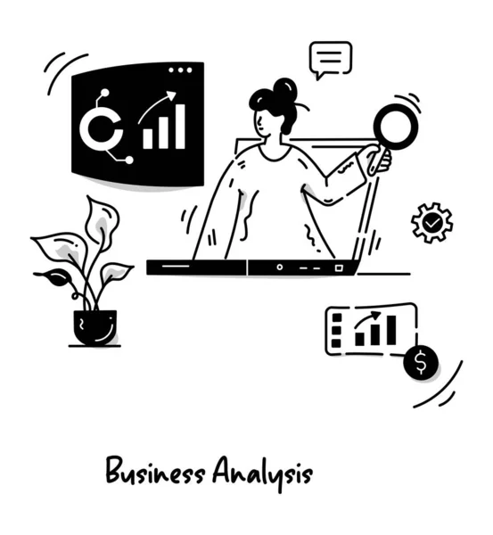 Business Analysis Kreskówka Wektor Ilustracji — Wektor stockowy