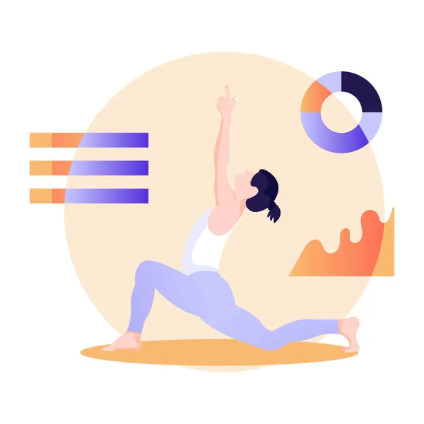 Woman Doing Yoga Exercises Home Vector Illustration — Stockvektor