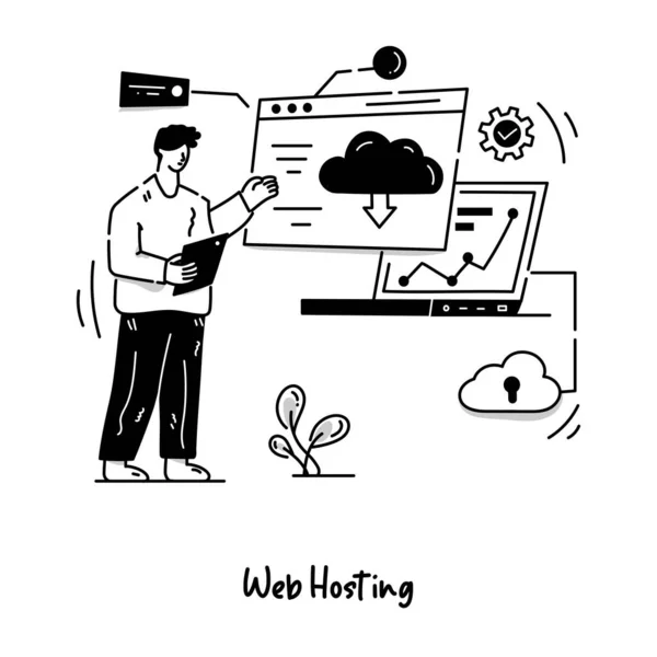 Web Hosting Karikatur Vektorillustration — Stockvektor