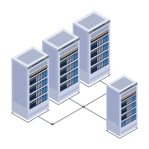 Icona Della Sala Server Concetto Database Progettazione Illustrazione Vettoriale — Vettoriale Stock