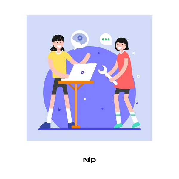 Nlp Cartoon Vector Illustration — Stock Vector