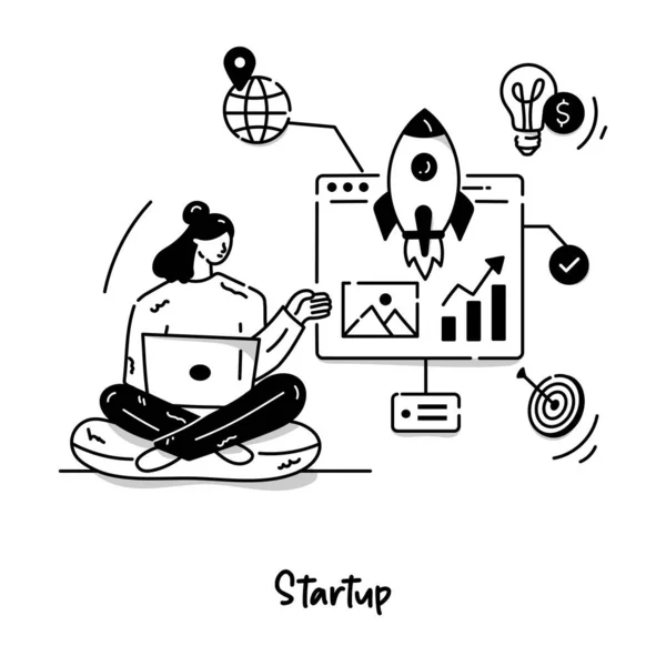 Startup Cartoon Vector Illustration — Stock Vector