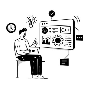 Yazılım geliştirici vektör illüstrasyonu olarak çalışan adam