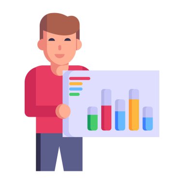 Grafik vektör çizimi gösteren adam