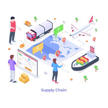 arz zinciri vektör illüstrasyonu