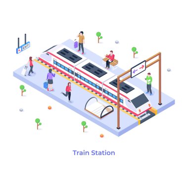 tren istasyonu vektör illüstrasyonu