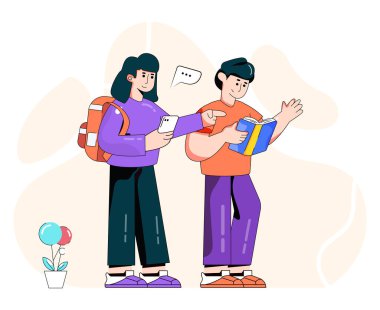 Sanal Öğrenme karikatürü, vektör illüstrasyonu