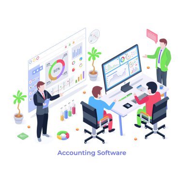 muhasebe yazılımı vektör illüstrasyonu