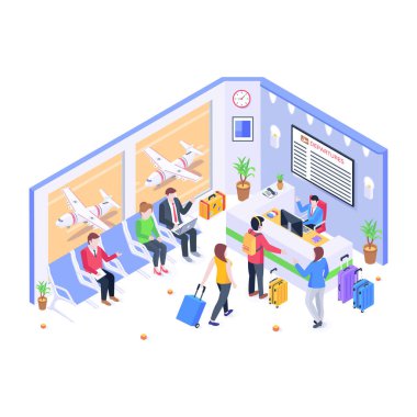 Havaalanı yolcuları vektör illüstrasyonu