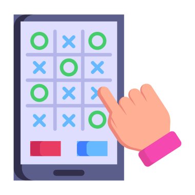 Akıllı telefon vektör çiziminde tic-tac-toe oyunu