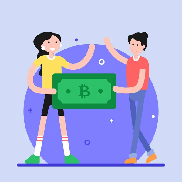 Women Buying Bitcoin Vector Illustration — Stockvector