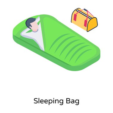 Uyku tulumundaki adam vektör çizimi