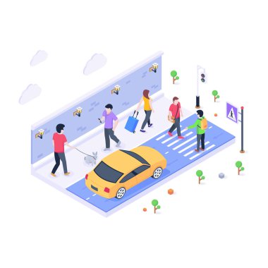 view of the crosswalk vector illustration