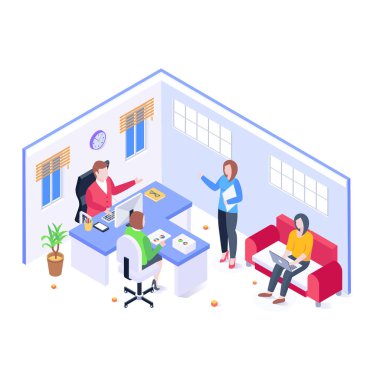 ofis kabine vektör illüstrasyonu