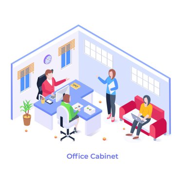 ofis kabine vektör illüstrasyonu