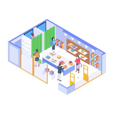 moda mağazası vektör illüstrasyonu