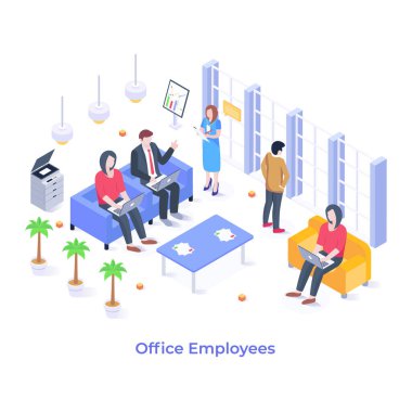 ofis çalışanları vektör illüstrasyonu