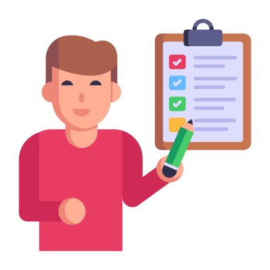 Liste karikatürü, vektör çizimi yazılıyor