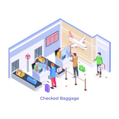 bagaj vektör illüstrasyonu kontrol edildi