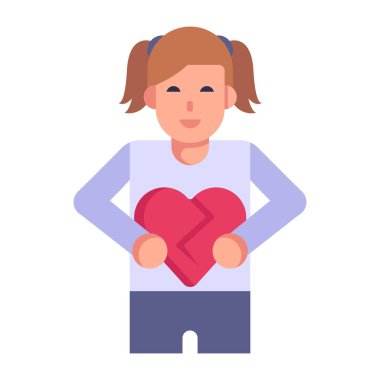 woman with a broken heart vector illustration