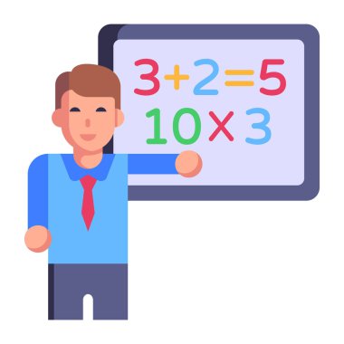 man teaching math vector illustration