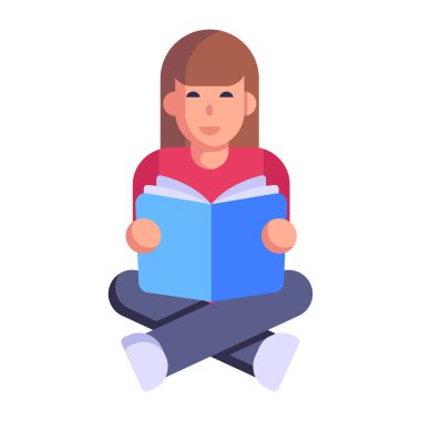 bir kitap vektörü illüstrasyonu okuyan kız