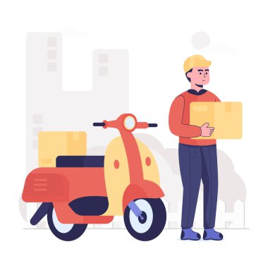 Kutu taşıyıcı illüstrasyonlu teslimatçı