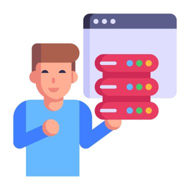 Önbellek karikatürü, vektör illüstrasyonu