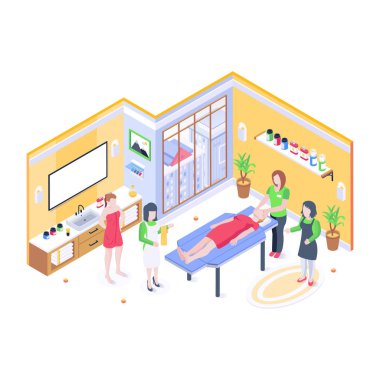 Spa karikatürü, vektör illüstrasyonu