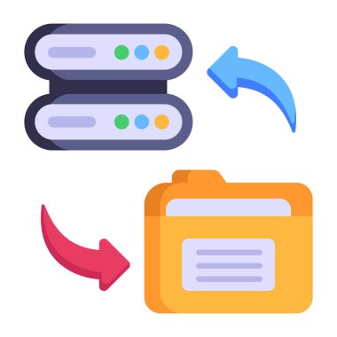 SQL Yedekleme çizgi filmi, vektör illüstrasyonu