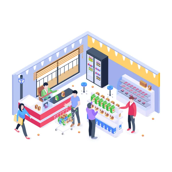 Tienda Comestibles Vector Ilustración — Vector de stock
