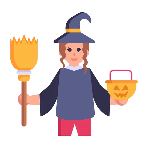 Halloween Witch Icon Vector Illustration — Stockvektor