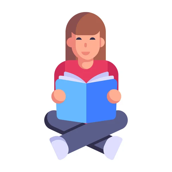 Девушка Читающая Векторную Иллюстрацию Книги — стоковый вектор